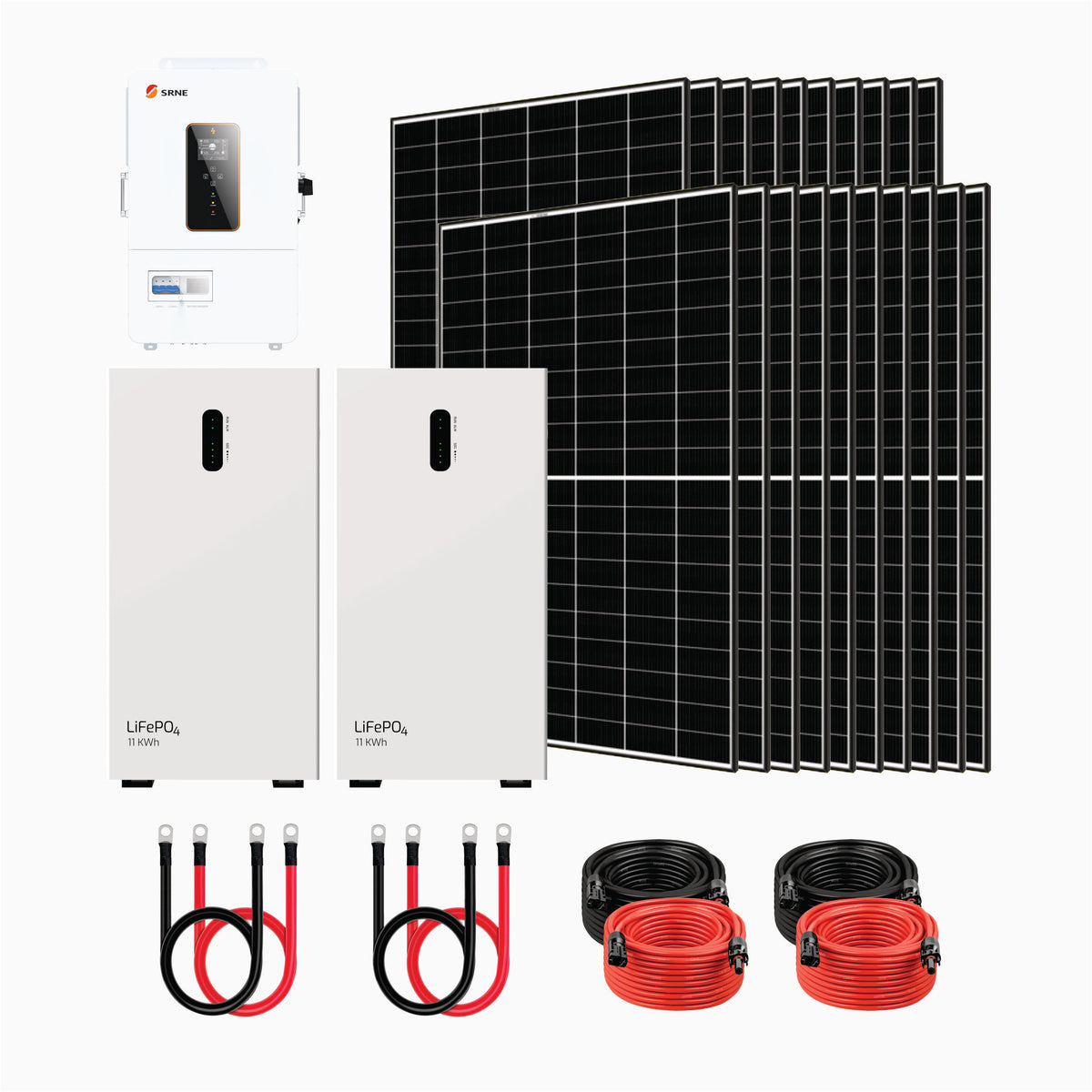 SRNE ABP 10kW Off-Grid Inverter + 22.12kWh Battery Storage + 20x435W Solar Panels