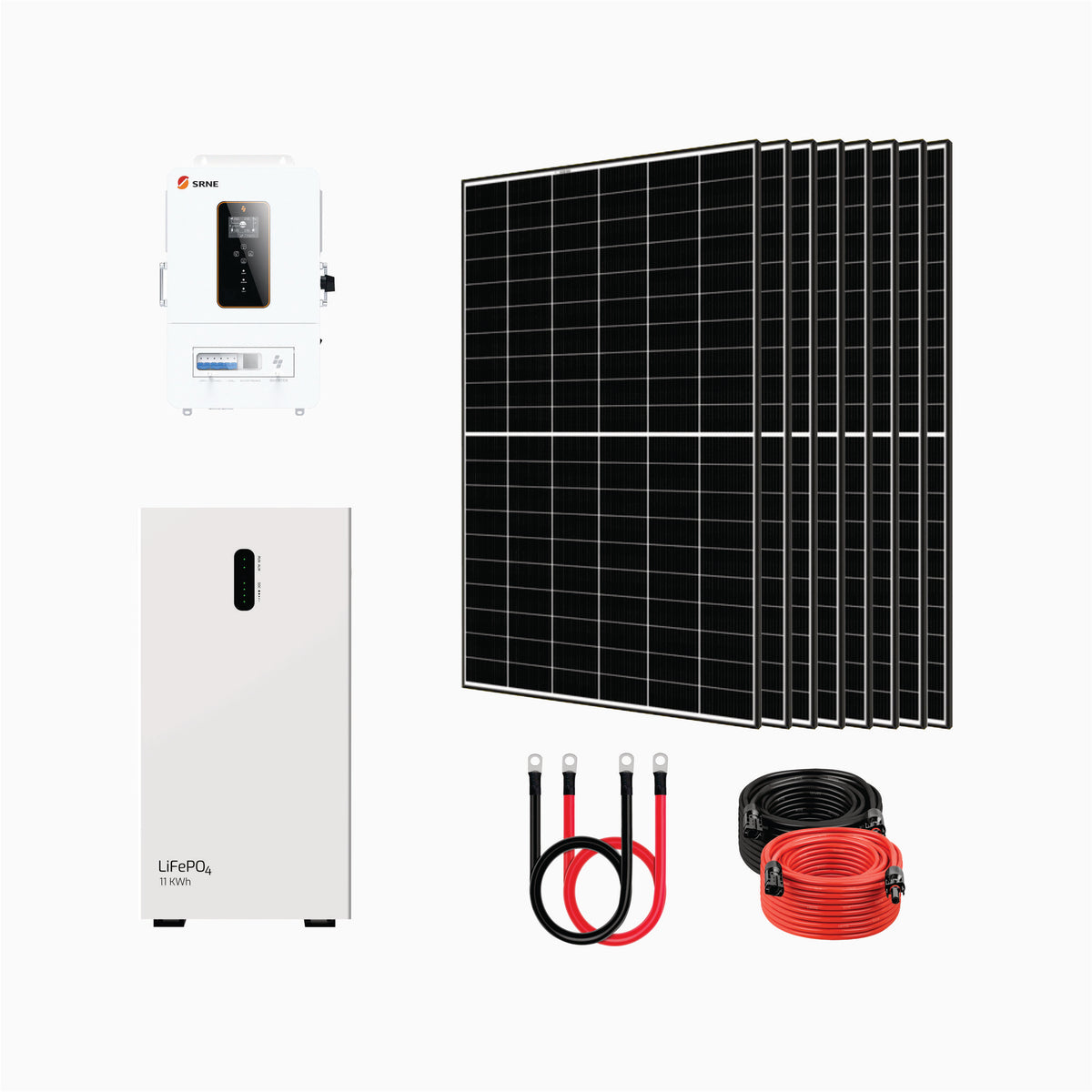 SRNE ABP 6.5kW Off-Grid Inverter + 11.06kWh Battery Storage + 8x435W Solar Panels