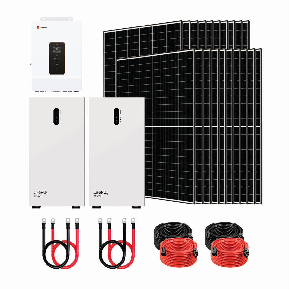 SRNE ASP 10kW Off-Grid Inverter + 22.12kWh Battery Storage + 20x440W Solar Panels