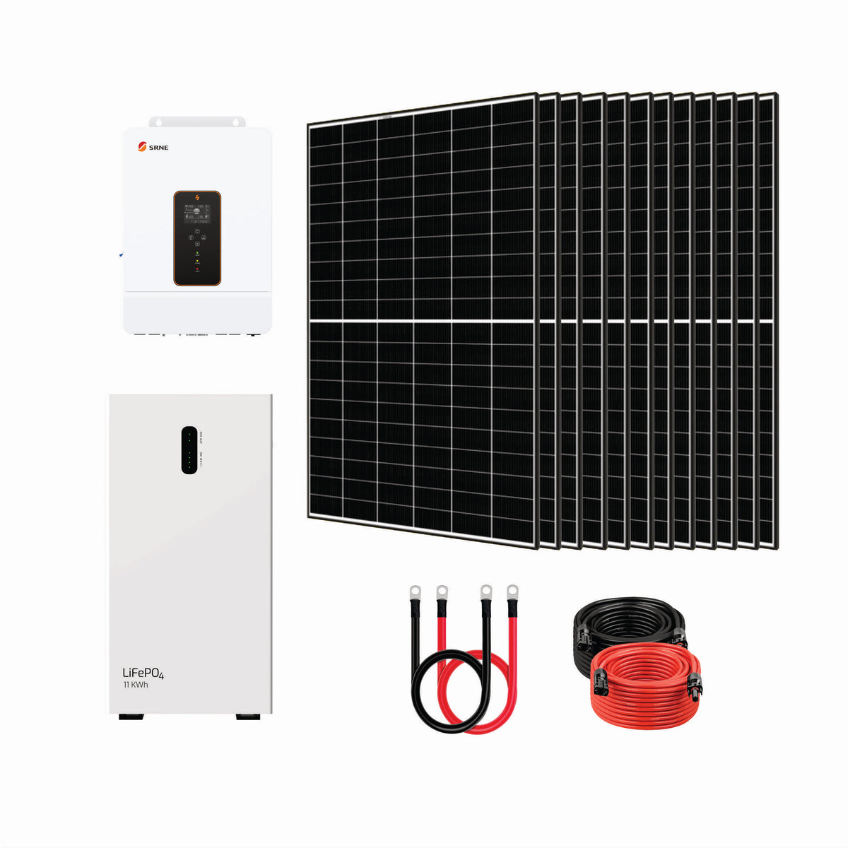 SRNE ASP 10kW Off-Grid Inverter + 11.06kWh Battery Storage + 12x440W Solar Panels