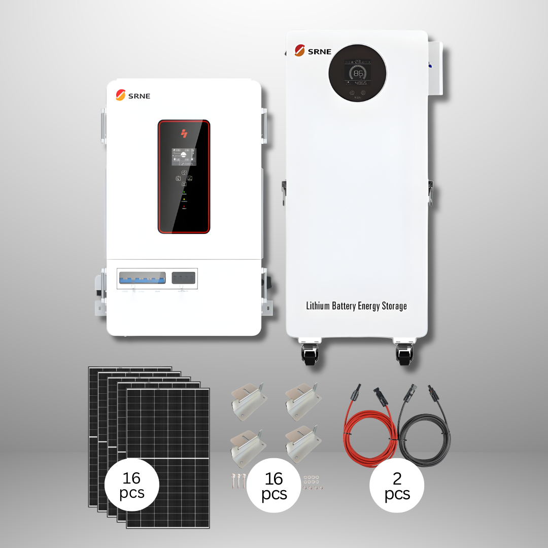 SRNE ASP 16kW Off-Grid Inverter + SE 16.07kWh Battery Storage + 16x435W Solar Panels