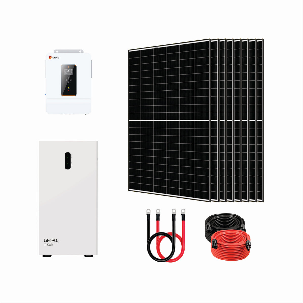 SRNE ASP 6.5kW Off-Grid Inverter + 11.06kWh Battery Storage + 8x440W Solar Panels