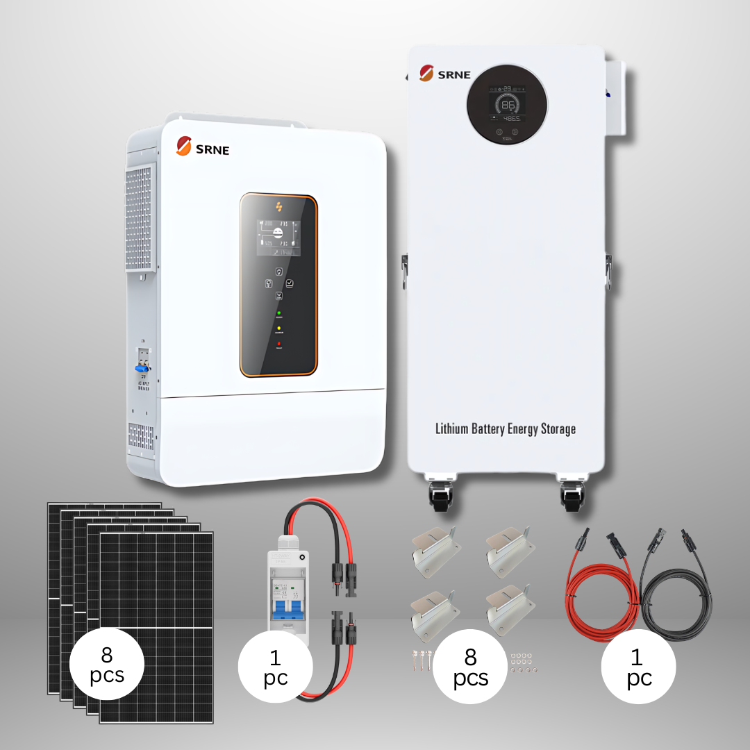 SRNE ASP 6.5kW Off-Grid Inverter + SE 16.07kWh Battery Storage + 8x435W Solar Panels