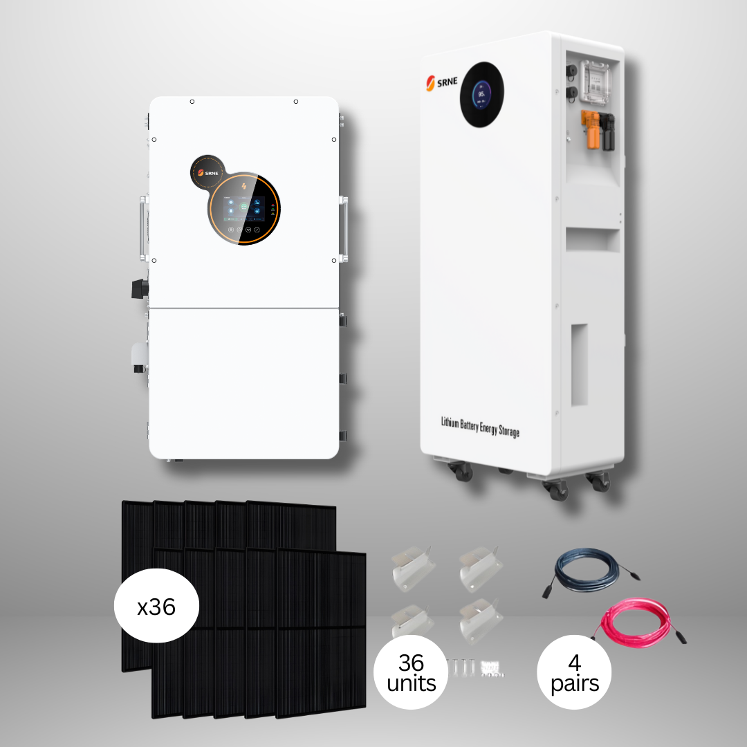 SRNE HEBP-PRO 24kW (2x12kW) Hybrid Inverter + SE 48.21kWh (3x16.07kWh) Battery Storage + 36x410W Solar Panels