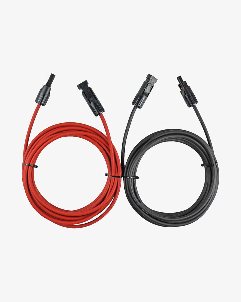 One Pair (Black & Red) | 20 ft. MC4 PV Cable | 2 End Connector