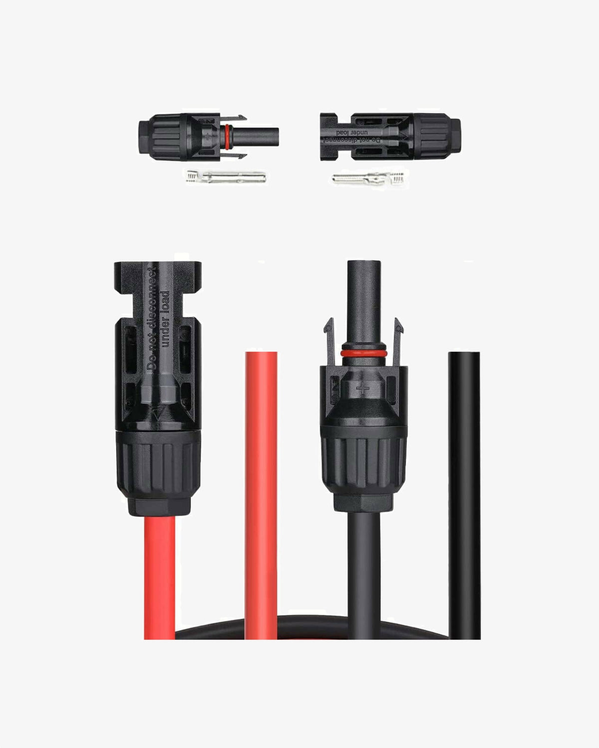 One Pair (Black &amp; Red) | 20 ft. MC4 PV Cable | 2 End Connector